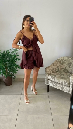 CONJUNTO BOHO - BLUSA + SHORTS BABADO - BEM ME QUERO