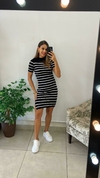 VESTIDO MODAL - LISTRADO FUNDO PRETO - comprar online
