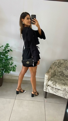CONJUNTO CROPPED MANGA LONGA + SHORTS BOHO CHIC - BEM ME QUERO