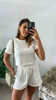 CONJUNTO MOLETINHO BLUSA MANGA + BERMUDA BOLSO - BEM ME QUERO