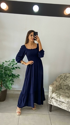 VESTIDO LONGO MANGA LONGA ELASTEX NO TRONCO - BEM ME QUERO