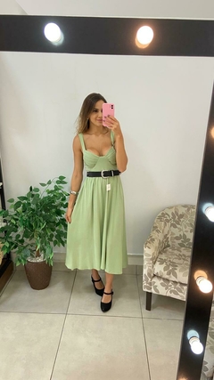 VESTIDO LONGO ALÇA VERDE MENTA - comprar online