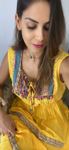 VESTIDO LONGO BOHO VISCOSE AMARELO (COD 062) - BEM ME QUERO