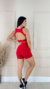 Conjunto Short Boost com Top Duplo Costa Vazada - Vermelho na internet