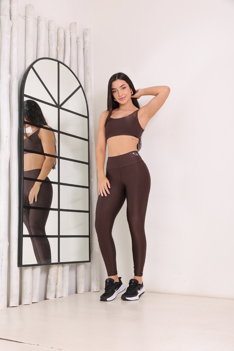 Conjunto Skin Calça Còs Alto Top Duplo Alta Sustentação - Wonder Marron - comprar online