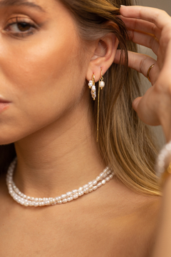 Choker Tripla Pérolas Barrocas - comprar online