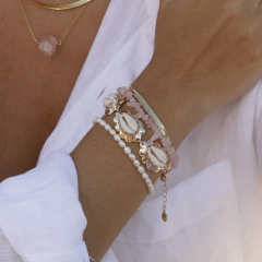 Pulseira Cascalho Quartzo Rosa na internet