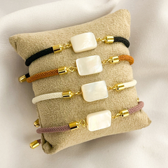 Pulseira Tecido Off White Madrepérola - Praiana Soul
