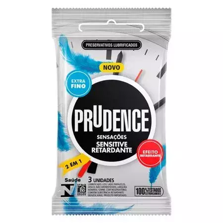 Preservativo Sensitive Retardante Extra Fino 2 em 1 com 3 unidades Prudence - comprar online