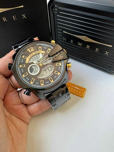 Newrex original máquina dupla - vidro cristal - Aço inoxidável- A Prova de água - Allblack /preto