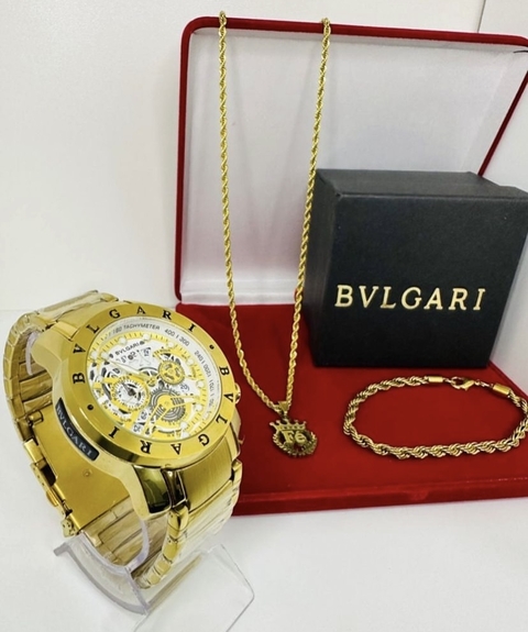 KIT completo modelo BVG skeleton + corrente + pulseira +pingente +- caixinha - cod 503