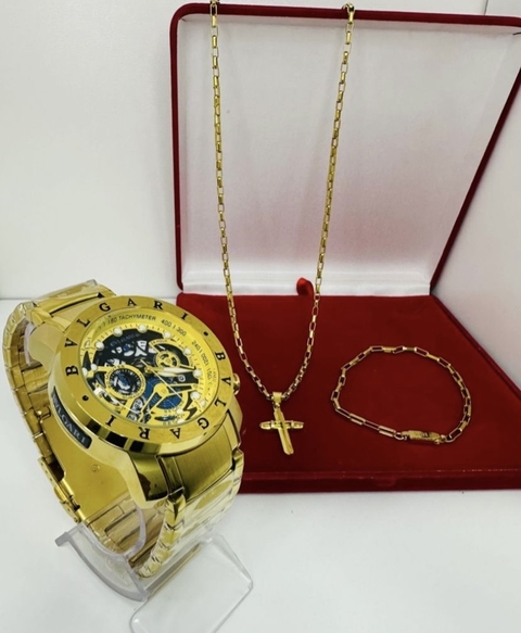 KIT completo modelo BVG skeleton + corrente + pulseira +pingente +- caixinha - cod 503