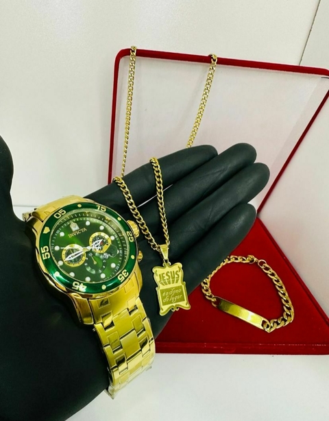 KIT completo modelo pro driver + corrente + pulseira +pingente +- caixinha - cod 503