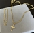 Kit Grumet crucifixo completo corrente pingente e pulseira 4 milímetros - banhado A ouro 18k -⭐️⭐️⭐️⭐️⭐️