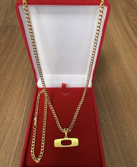 Kit escama Laminado completo corrente pingente e pulseira 3 milímetros - banhado A ouro 18k -⭐️⭐️⭐️⭐️⭐️
