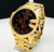 1• Linha 100% funcional 10 BAR - calendário e segundos - vidro cristal - dourado + preto + vermelho - Pulseira de aço inoxidável - comprar online