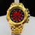 1ª Linha A+ Speed hibrid - dourado e vermelho - maquina 100% giratória - Pulseira de aço -data e hora