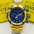 1ª Linha A+ Subaqua - dourado e azul - Pulseira de aço -data e hors - cod90