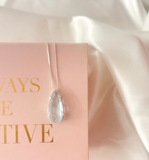 Colar maxi gota acquamarine