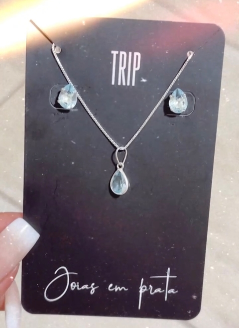 Conjunto gota acquamarine