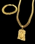 Kit Cordão e Pulseira Grummet 8mm (70cm) + Pingente Face de Cristo - Meira 18k Joias - Correntes Masculinas Banhadas a Ouro e Moeda Antiga
