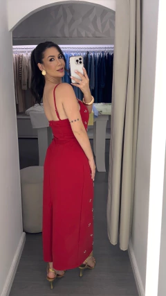 Vestido Yvi Pedraria Vermelho na internet