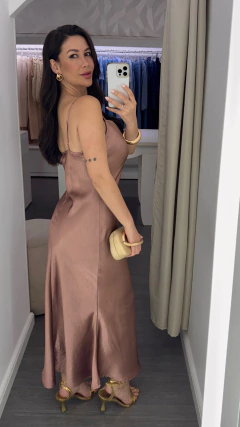 Vestido Acetinado Rosé - Open House