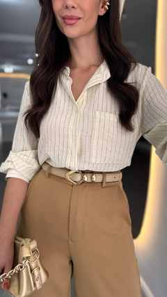 Camisa Listras Viena Areia - comprar online