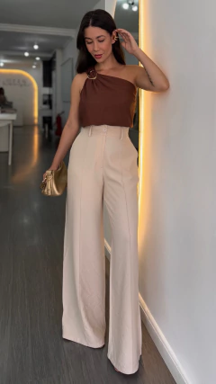 Calça Pantalona Mia Fiori Areia - comprar online