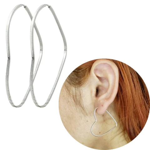 Argola Coração Prata 925 legitima abaloada 3,5cm