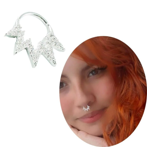 PIERCING SEPTO COM PONTAS CRAVEJADO COM ZIRCÔNIAS PRATA 925