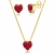 Conjunto de coração de cristal vinho 10mm banhado a ouro 18k - loja online
