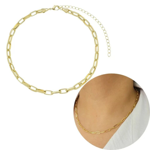 Chocker correntaria cartier Larga banhado a ouro 18k moda