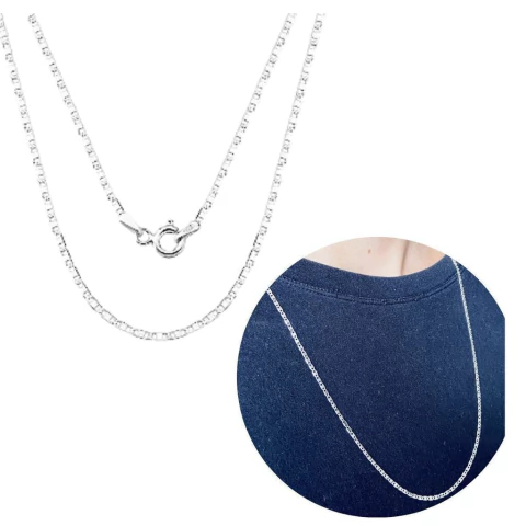 Corrente de Prata 925 Legítima Masculina Piastrine 2mm 60cm