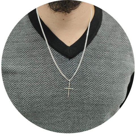 Corrente Prata 925 Cordão 70cm Masculina Pingente Crucifixo