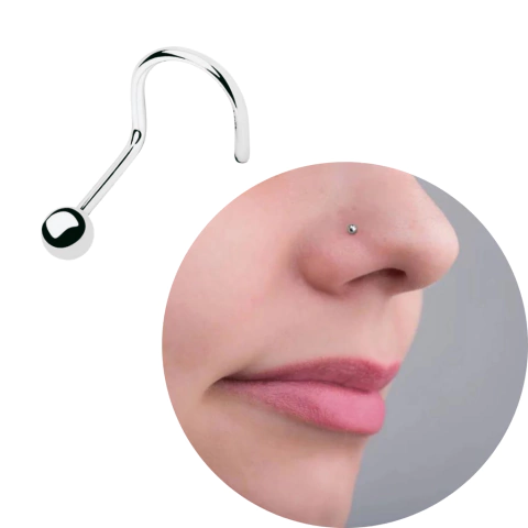 Prata 925 legitíma unidade anel de nariz Piercing bolinha