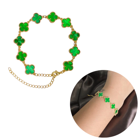 Pulseira Trevo Verde Ouro 18k Modelo Virginia Banhado Moda