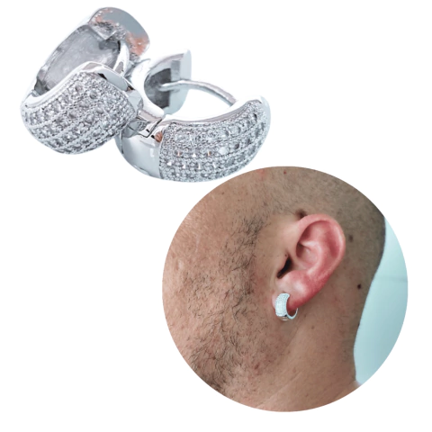 Argola prata 925 banhada larga 6 fileiras Brinco Neymar moda