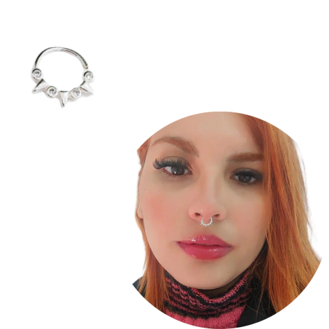 Piercing septo pontudo cravejado torção prata 925 original