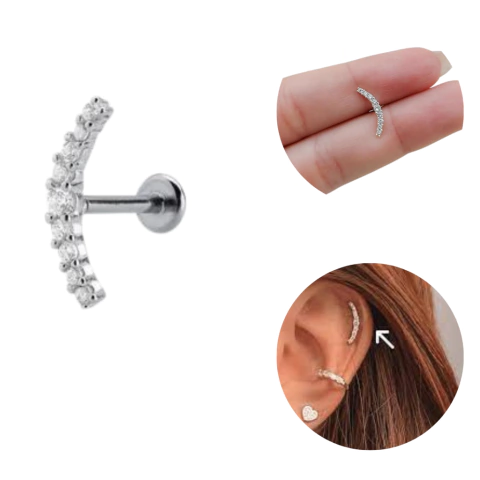 Piercing Cluster Conch Prata Legitíma 925 pedras zircônia