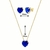Imagem do Conjunto Colar Coração 10mm Azul Royal banhado a Ouro 18k