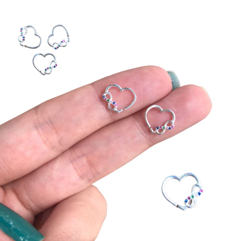 Piercing Daith Coração infinito cravejado prata legítima 925