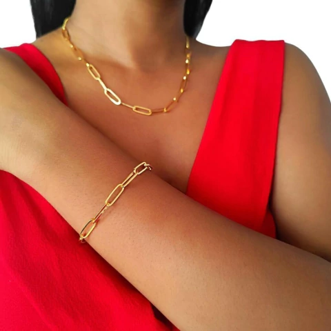 Kit Chocker pulseira correntaria cartier banhado a ouro 18k