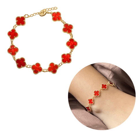 Pulseira Trevo Ouro 18k Vermelho Modelo Virginia Banhado