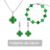 Conjunto Prata 925 Trevo Verde Modelo Virginia Banhado Moda - Morganitte Joias