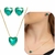 Conjunto coração de cristal 10mm verde água banhado em ouro 18k
