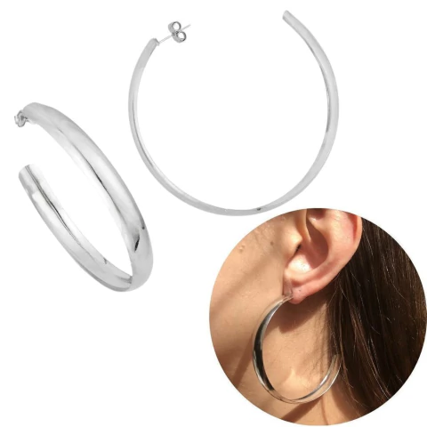 Brinco de argola grande de chapa larga em aço círurgico