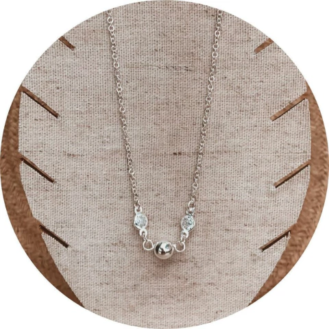 CHOKER BOLINHA C/ ZIRCONIAS CRISTAL 40CM PRATA LEGÍTIMA 925