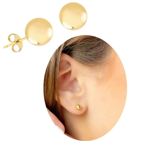Brinco bolinha 6mm banhada em ouro 18k