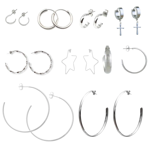 Kit 4 pares de argolas de aço cirúrgico atacado não escurece